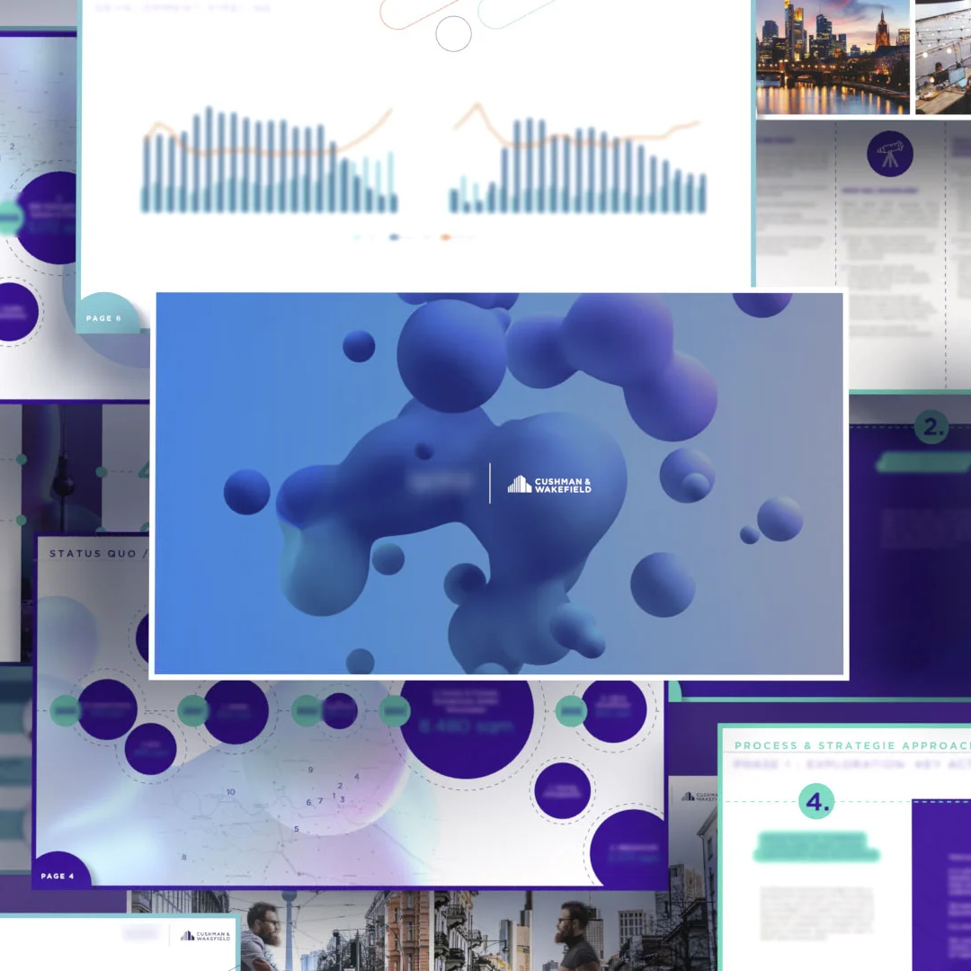 Pitch Deck Design von buero_v1 für Cushman & Wakefield im Bereich Gewerbeimmobilienberatung