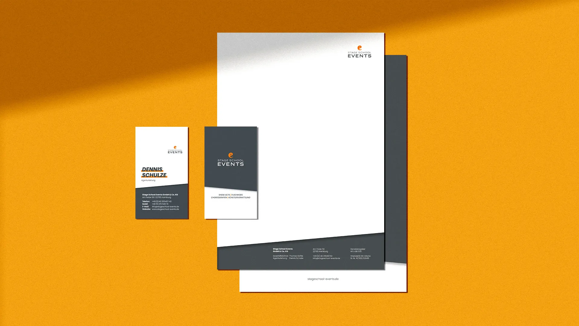 Geschäftsausstattung im Corporate Design für Stage School Events – buero_v1 Düsseldorf