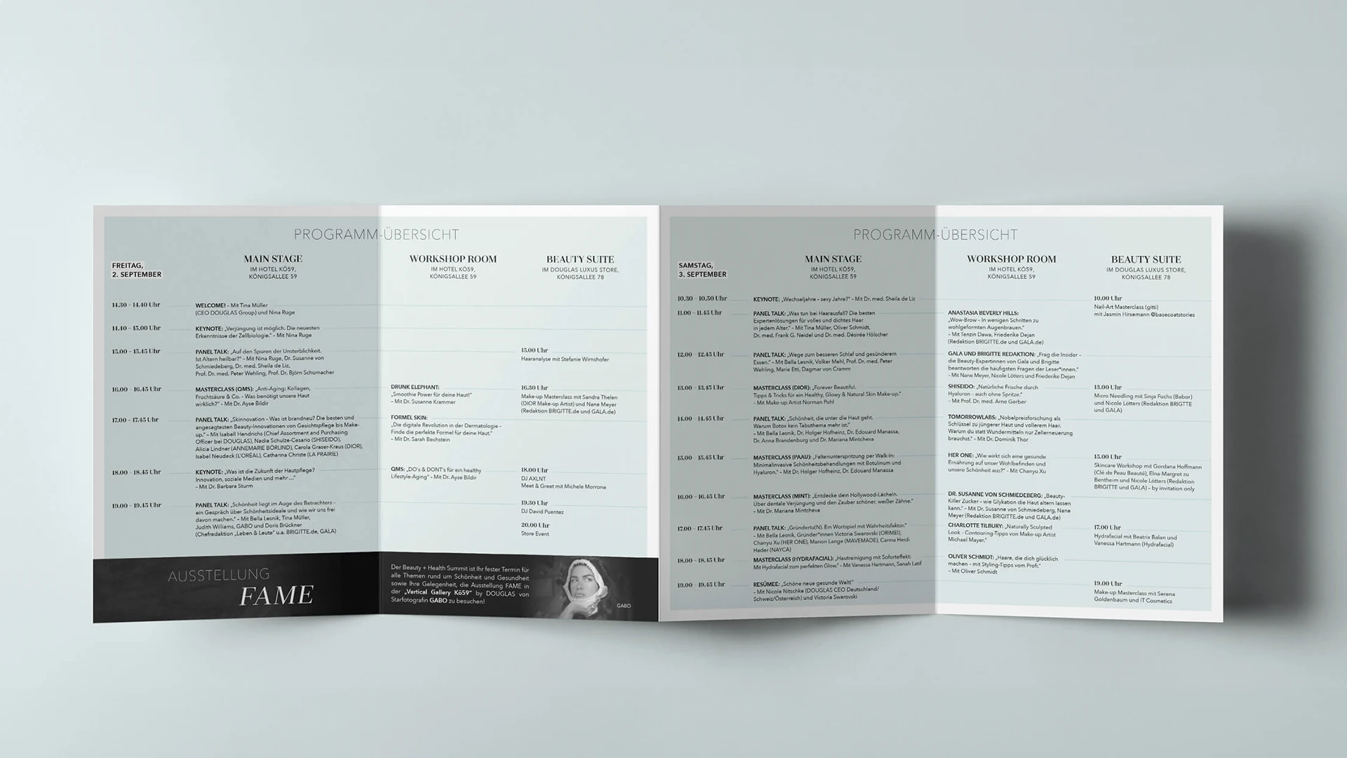 Expertenübersicht für den Beauty + Health Summit 2022, gestaltet von Werbeagentur buero_v1 Düsseldorf
