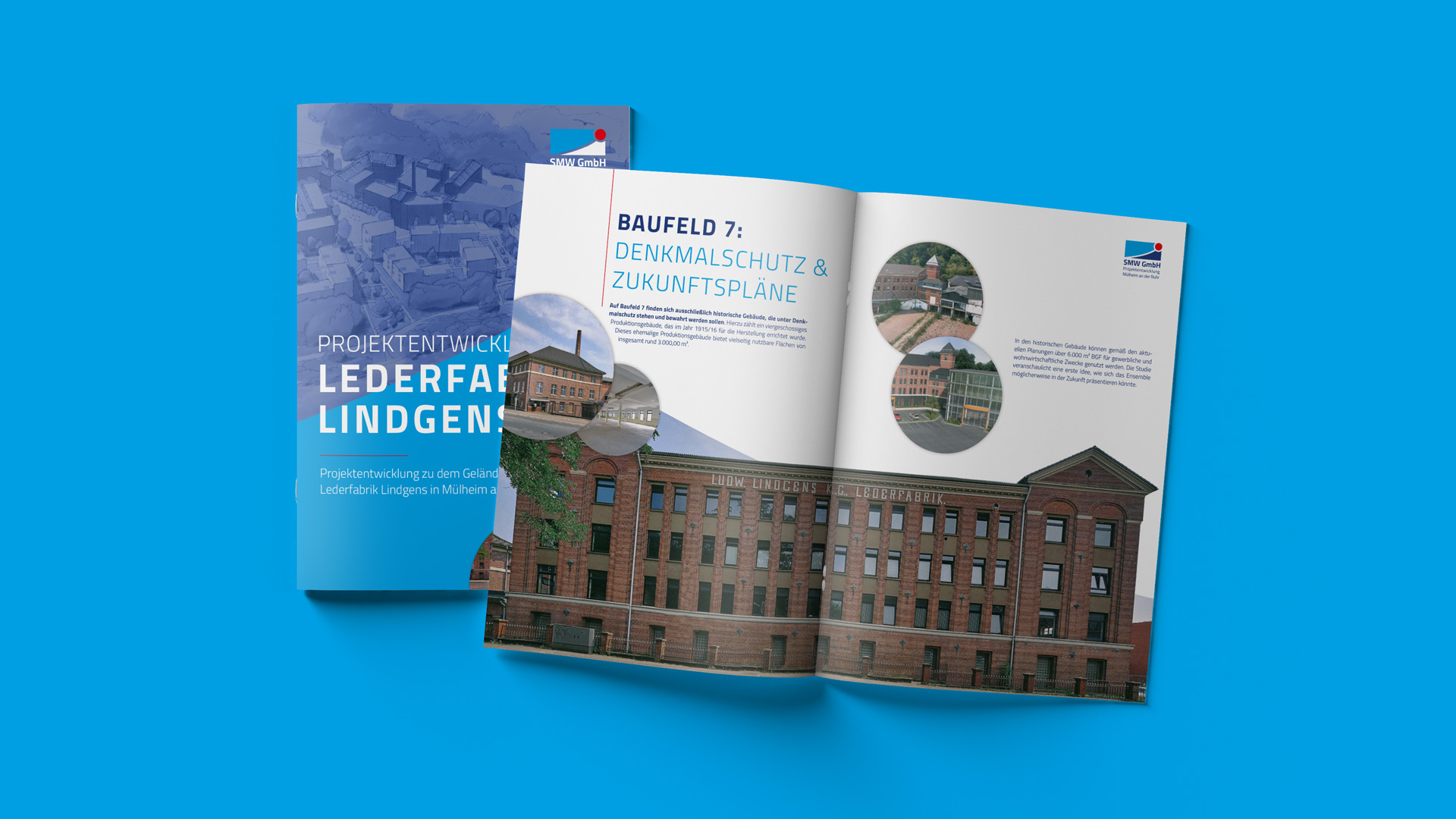 Innenseite und Titel der Broschüre zur Lederfabrik Lingens von der SMW GmbH entwickelt und gestaltet von der Werbeagentur buero_v1 in Düsseldorf