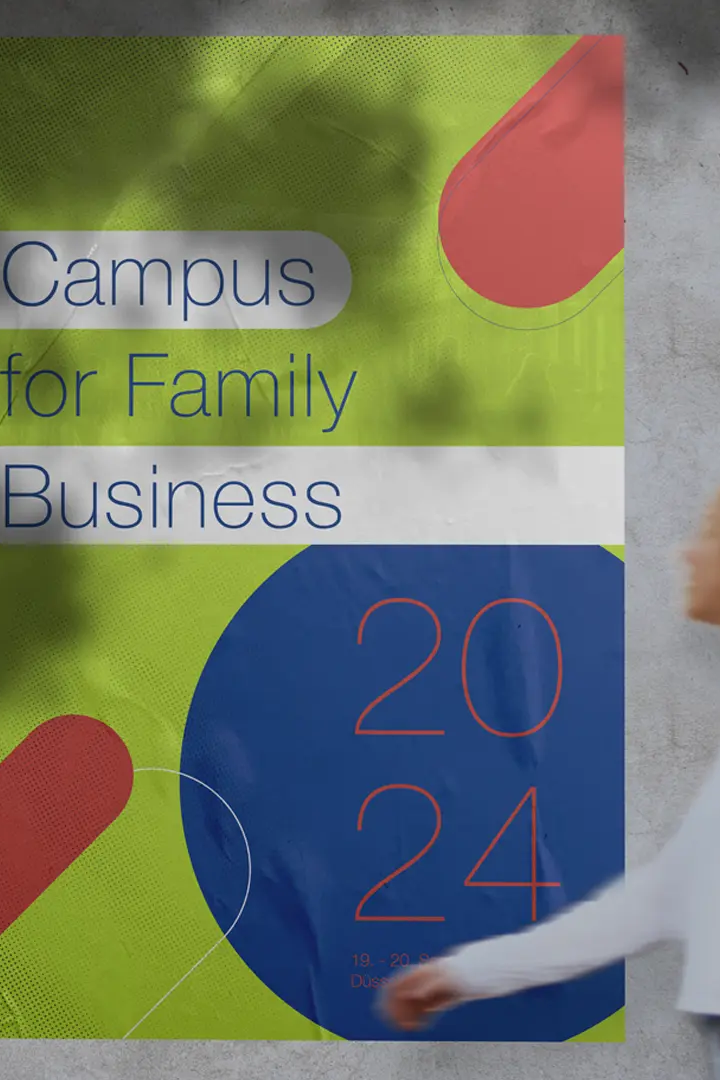 Posterdesign für den Campus for Family Business 2024, gestaltet von buero_v1, Werbeagentur aus Düsseldorf, mit Fokus auf modernes Corporate Design.